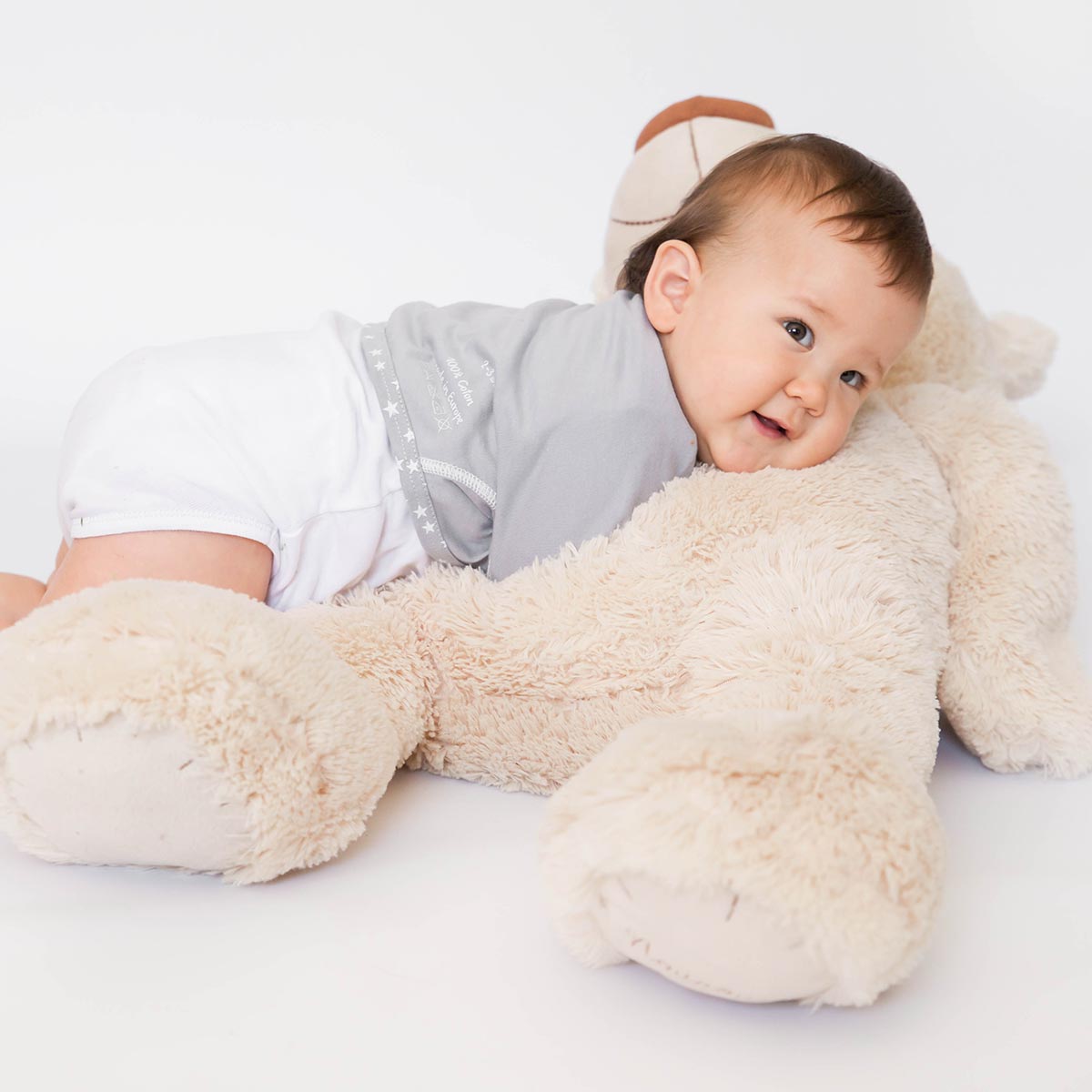 Petites moufles bébé en pur coton blanc uni anti-grattage